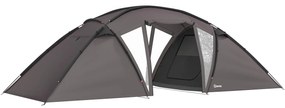Outsunny Cort de camping familial pentru 4-6 persoane, cort tunel impermeabil 3000 mm cu 2 uși, sac de transport, negru | Aosom Romania