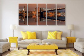 Tablou 5-piese reflexie Manhattanului în apă