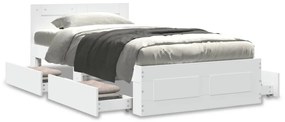 3295611 vidaXL Cadru de pat cu tăblie, alb, 90x190 cm, lemn prelucrat