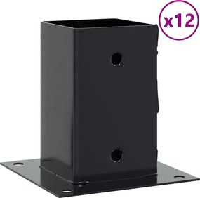 vidaXL Baze de stâlp pătrate 12 buc Antracit Oțel acoperit cu pulbere