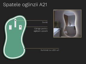 Oglindă LED organică cu iluminare A21 32x60