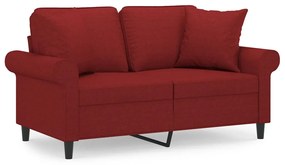 3153239 vidaXL Canapea cu 2 locuri cu perne&pernuțe roșu vin 120 cm textil