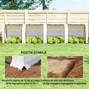 Outsunny Seră, seră din folie rezistentă la iarnă cu ușă cu fermoar rulabilă 395 x 100 x 80 cm Alb | Aosom Romania
