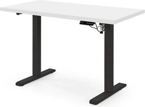 Masa birou B54, alb/negru, PAL laminat/otel, 120x60x75-120 cm