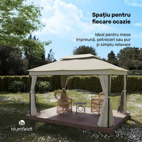 Blumfeldt Foișor Mondo Dual 3x4 cu acoperiș dublu și plasă împotriva insectelor.