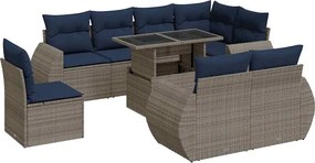 vidaXL Set canapele grădină cu perne 9 piese gri poliratan/lemn acacia