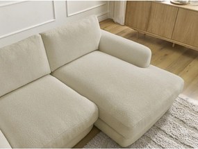 Colțar bej cu tapițerie din țesătură bouclé (cu colț pe partea dreaptă/cu șezlong) Leonore – Bobochic Paris