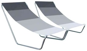 Set de 2 sezlonguri de plaja pliabile  SAND, dungi gri