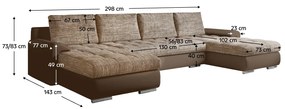 Set canapea universala, piele ecologica maro melir maro, TOLITA U UNI