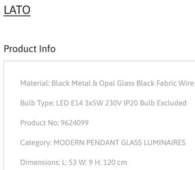 Lustra suspendata design modern LATO 3L