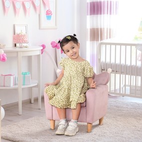 HOMCOM Fotoliu pentru Copii din Material Textil cu Efect de Catifea Roz, cu Spătar în Formă de Coroană, 50.2x41.9x57.8 cm | Aosom Romania