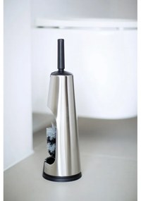 Perie de toaletă Brabantia Classic Matt Steel cu mâner negru 107870