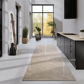 Covor tip traversă bej țesut manual din amestesc de lână 80x200 cm Pradesh Linen White – Elle Decoration