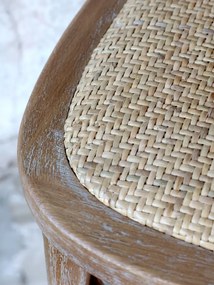 Scaun de bar, din lemn de mango si rattan, cu aspect vintage, Old French