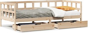 vidaXL Pat de zi cu sertare, 80x200 cm, lemn masiv pin