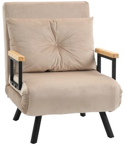 HOMCOM Canapea Extensibilă cu Spătar Reglabil pe 5 Nivele, Canapea Pat Individuală Pliabilă cu Perne, 63x73x81 cm, Negru | Aosom Romania