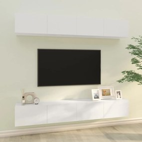 3114194 vidaXL Dulapuri TV de perete, 4 buc., alb extralucios, 100x30x30 cm