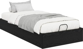 vidaXL Cadru de pat otoman cu depozitare Stejar Negru 203 x 90 x 25 cm