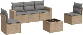 vidaXL Set canapele de grădină cu perne, 6 piese, bej, poliratan