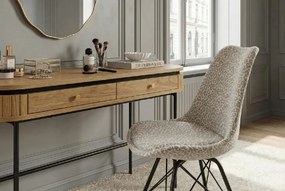Set 4 scaune moderne Scandinavia imprimeu leopard bej-gri