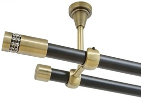 Galerie dubla xantos fara inele prindere tavan 19/19 mm negru aur antic (Alege marime: 400 cm)