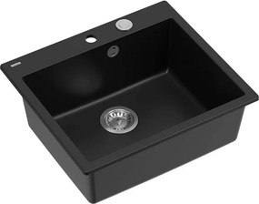 Chiuveta compozit incastrata Quadron Unique Morgan 110 negru carbon - inox 57x50 cm