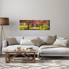 Tablou - livada cu cireși (cu ceas) (90x30 cm)