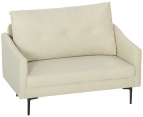 HOMCOM Canapea cu 2 Locuri din Catifea cu Spătar Matlasat și Pernă Detașabilă, Canapea Compactă Modernă cu Picioare din Metal pentru Sufragerie, 124x73x92 cm, Crem | Aosom Romania