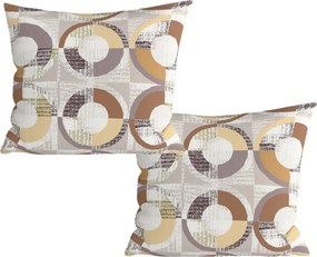 Set 2 huse decorative pentru perna din microfibra CIRELLO 45x45 cm, maro-gri