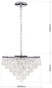 Lustra suspendata cristal K9 design elegant CELESTE D-45 crom