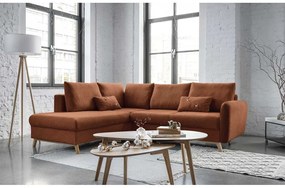 Colțar extensibil cu șezlong pe partea stângă Miuform Scandic Lagom L, portocaliu închis