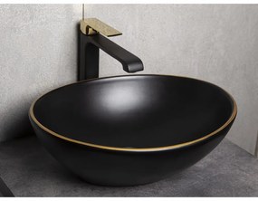 Lavoar ceramic cu design negru și auriu KR-707
