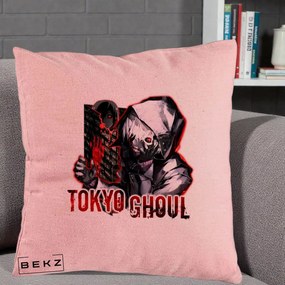 Perna Personalizata Tokyo Ghoul Ken Kaneki Anime, 40x40 cm, Roz, Husa Detasabila, Perna Inclusa, BEKZ®