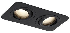 Spot încastrat rotund negru GU10 50mm rotativ și înclinabil IP44 2 lumini - Alberto