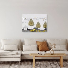 Tablou pe sticlă cu cerbi pictați (70x50 cm)
