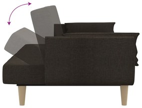 Canapea extensibila cu 2 locuri, 2 perne, maro inchis, textil Maro inchis, Fara scaunel pentru picioare Fara scaunel pentru picioare