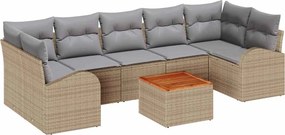 vidaXL Set de canapele pentru grădină cu pernă 8 pcs Bej poliratan