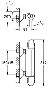 GROHE 34550000 - Baterie termostatică pentru duș GROHTHERM 1000 DN 15, crom