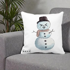 Perna Decorativa Om de Zapada Kawaii Haios, 40x40 cm, Alba Mata, Husa Detasabila, Perna Inclusa, BEKZ®