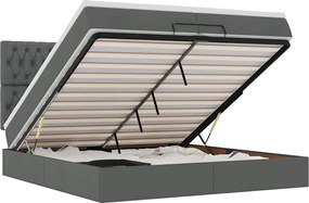 vidaXL Cadru de pat otoman cu saltele țesătură gri închis 200x200cm