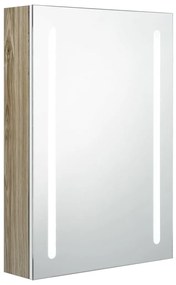 326500 vidaXL Dulap de baie cu oglindă și LED, alb și stejar, 50x13x70 cm