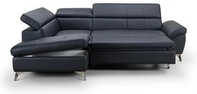 Canapea colțar extensibilă din piele SALERNO II stânga, negru