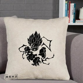 Perna Personalizata Dragon Ball Goku Super Saiyan Silueta, 40x40 cm, Bej Canapea, Husa Detasabila, Perna Inclusa, BEKZ®