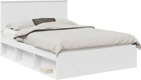 vidaXL Cadru de pat cu headboard Alb 140 x 200 cm Lemn de pin masiv