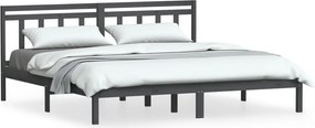 vidaXL Cadru de pat, gri, 200x200 cm, lemn masiv de pin