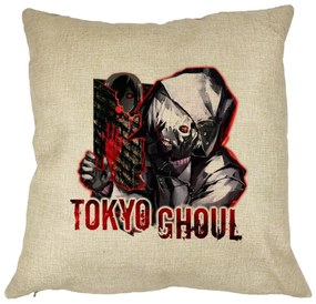 Perna Decorativa cu Tokyo Ghoul, 40x40 cm, Husa Detasabila, Burduf