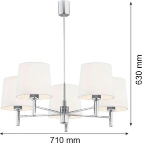 Brilagi - Lustru pe tijă MONTE 5xE27/15W/230V crem/crom lucios