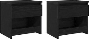 vidaXL Dulap de noapte cu sertar 2 pcs Stejar Negru 40 x 30 x 39 cm