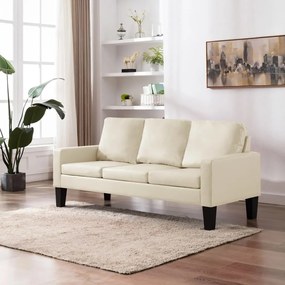 288765 vidaXL Canapea cu 3 locuri, crem, piele ecologică