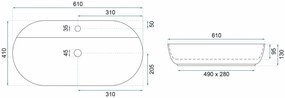 Lavoar Aura ecru lucios L61 cm